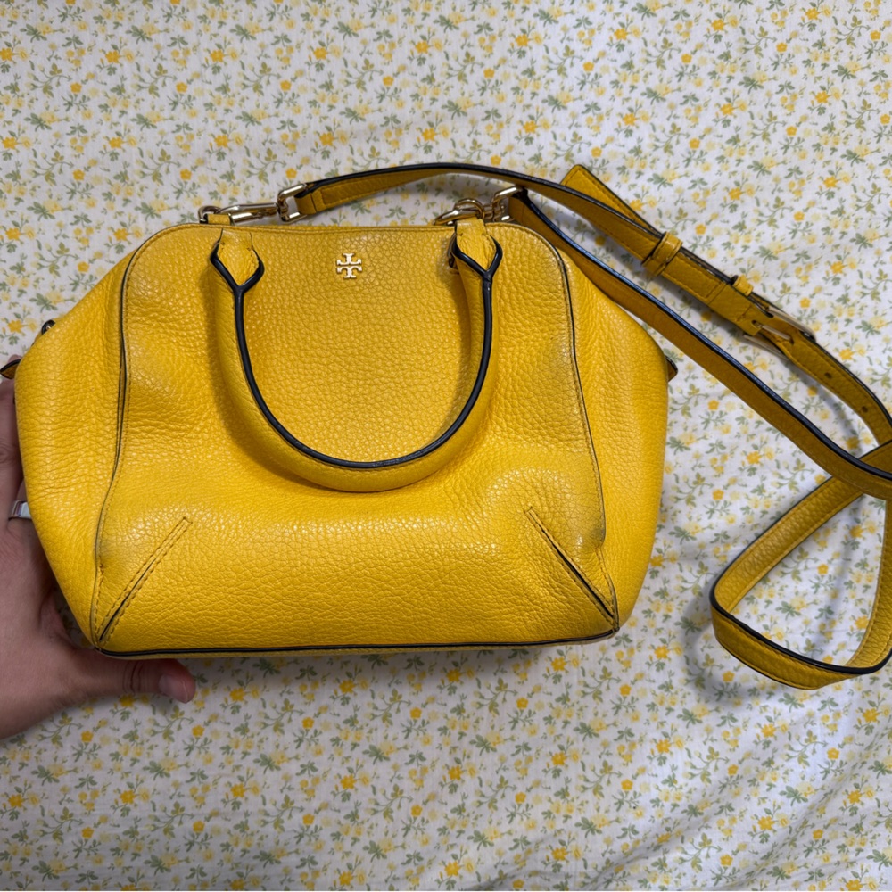 Tory Burch Yellow Leather Satchel Crossbody – Bold & Versatile
